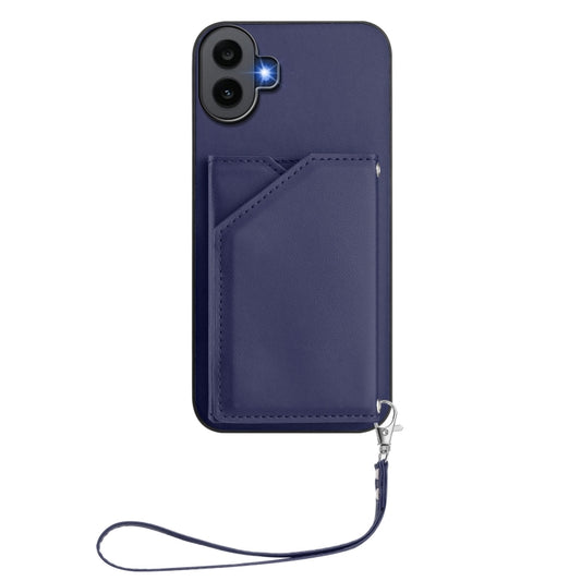 For Nothing CMF Phone 1 Skin Feel Four Card Slots Phone Case with Wrist Strap(Blue) - More Brand by buy2fix | Online Shopping UK | buy2fix