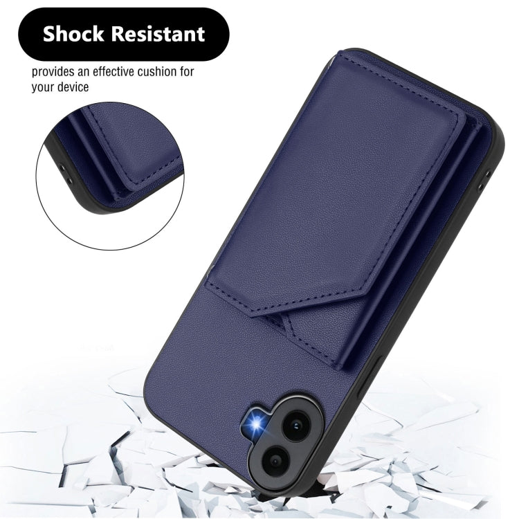 For Nothing CMF Phone 1 Skin Feel Four Card Slots Phone Case with Wrist Strap(Blue) - More Brand by buy2fix | Online Shopping UK | buy2fix