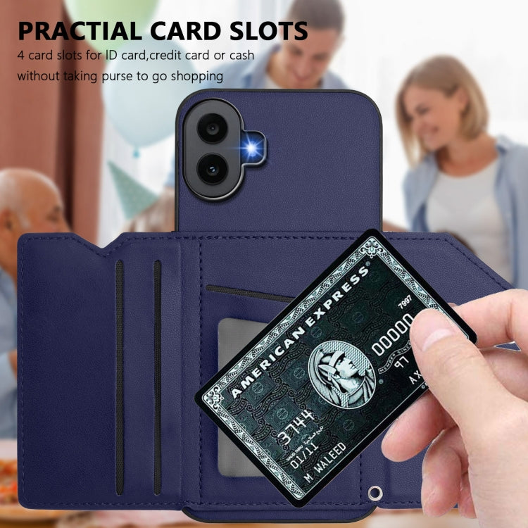 For Nothing CMF Phone 1 Skin Feel Four Card Slots Phone Case with Wrist Strap(Blue) - More Brand by buy2fix | Online Shopping UK | buy2fix