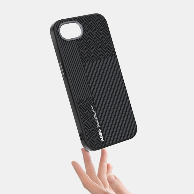 For iPhone 16e ABEEL 6D Micro Relief MagSafe Magnetic Phone Case(Carbon Fiber Black) - iPhone 16e Cases by buy2fix | Online Shopping UK | buy2fix