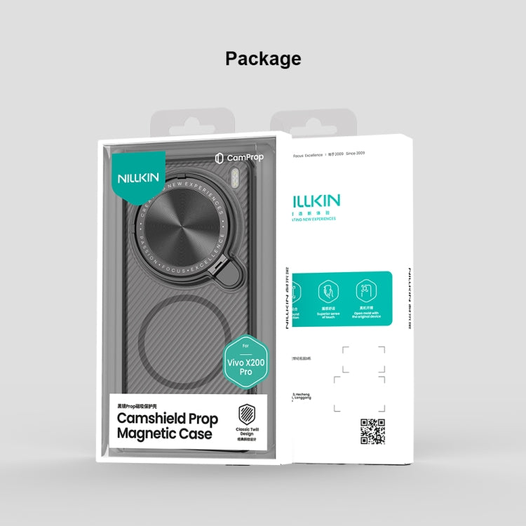 For vivo X200 Pro NILLKIN CamShield Prop MagSafe Magnetic Translucent PC Phone Case(Black) - vivo Cases by NILLKIN | Online Shopping UK | buy2fix