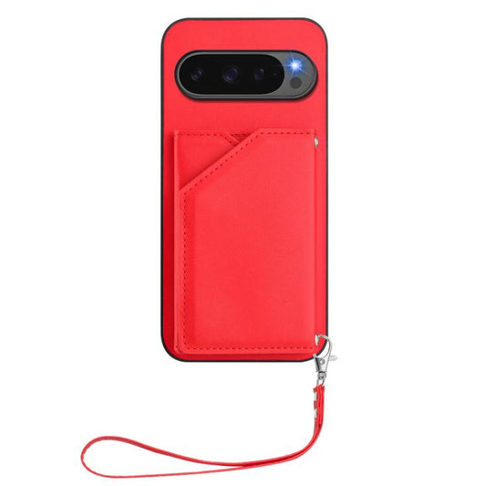 For Google Pixel 10 Pro XL Skin Feel Four Card Slots Phone Case with Wrist Strap(Red) - Google Cases by buy2fix | Online Shopping UK | buy2fix