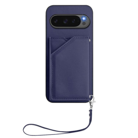 For Google Pixel 10 Pro XL Skin Feel Four Card Slots Phone Case with Wrist Strap(Blue) - Google Cases by buy2fix | Online Shopping UK | buy2fix