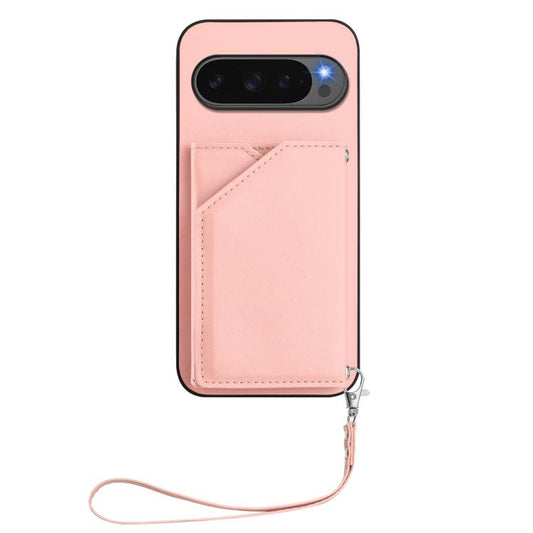 For Google Pixel 10 / 10 Pro Skin Feel Four Card Slots Phone Case with Wrist Strap(Pink) - Google Cases by buy2fix | Online Shopping UK | buy2fix