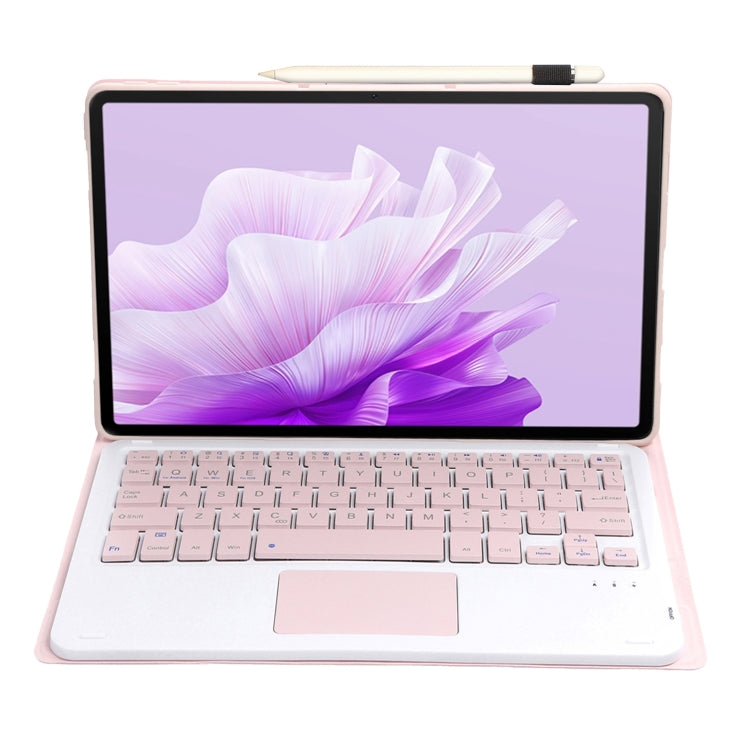 For Huawei MatePad 11.5 S 2024 AH20-A Ultra-thin Detachable Bluetooth Keyboard Leather Tablet Case with Touchpad(Pink White) - Others Keyboard by buy2fix | Online Shopping UK | buy2fix