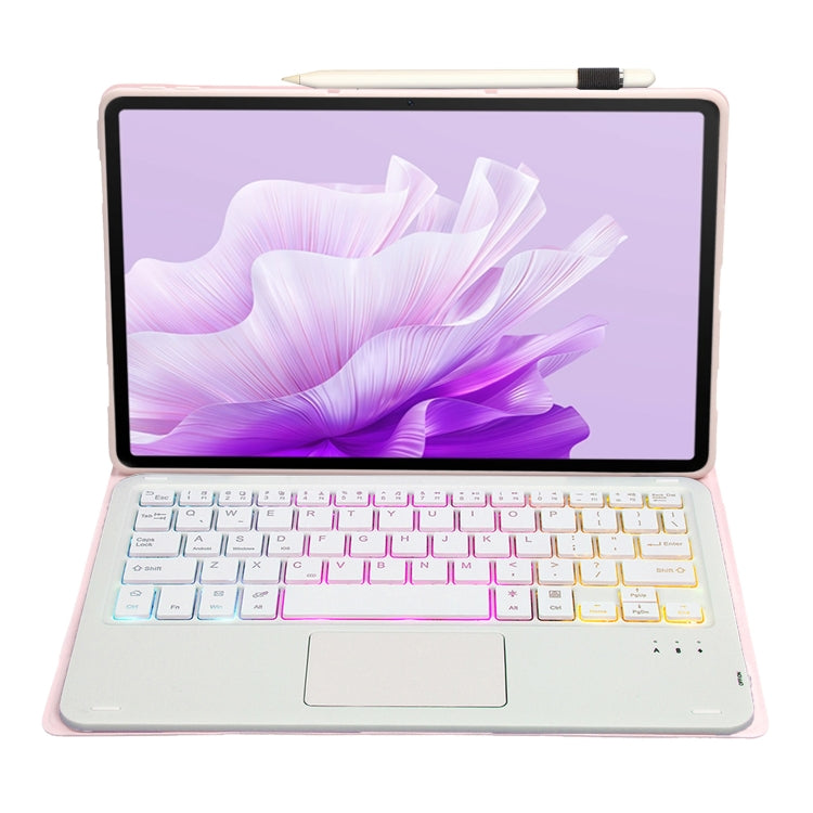 For Huawei MatePad 11.5 S 2024 AH20-AS Ultra-thin Detachable Backlight Bluetooth Keyboard Leather Tablet Case with Touchpad(Pink White) - Others Keyboard by buy2fix | Online Shopping UK | buy2fix
