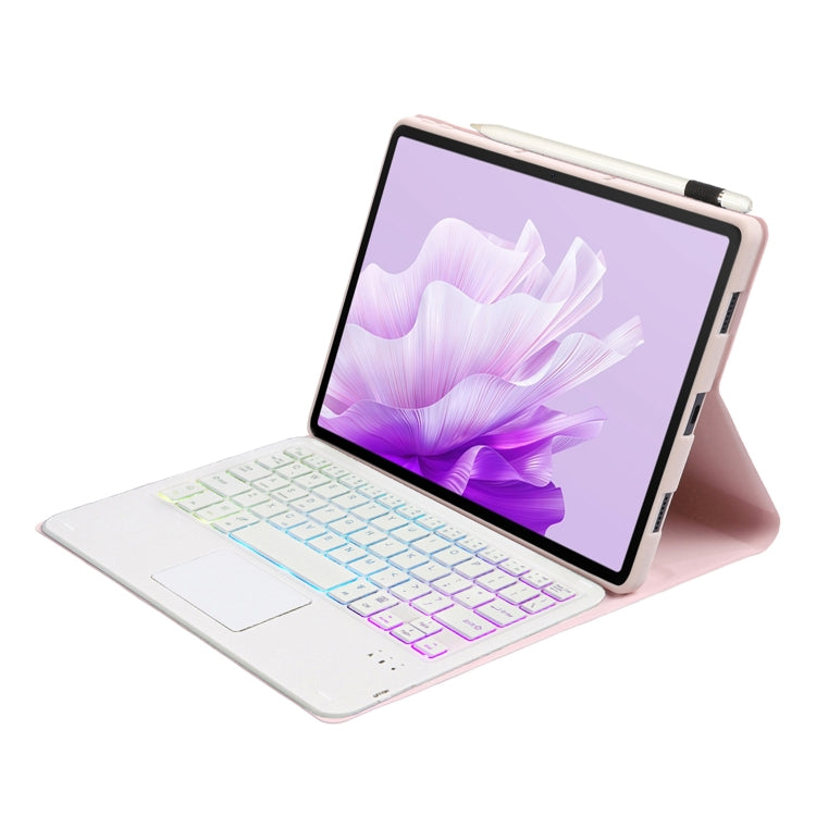 For Huawei MatePad 11.5 S 2024 AH20-AS Ultra-thin Detachable Backlight Bluetooth Keyboard Leather Tablet Case with Touchpad(Pink White) - Others Keyboard by buy2fix | Online Shopping UK | buy2fix