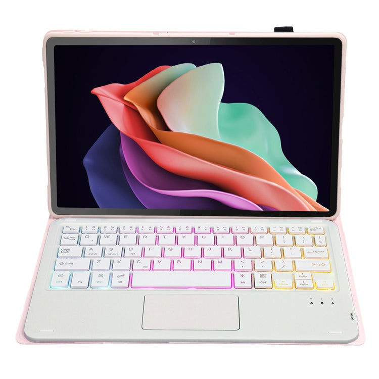 For Huawei MatePad SE 10.4 AH13-AS Ultra-thin Detachable Backlight Bluetooth Keyboard Leather Tablet Case with Touchpad(Pink White) - Others Keyboard by buy2fix | Online Shopping UK | buy2fix