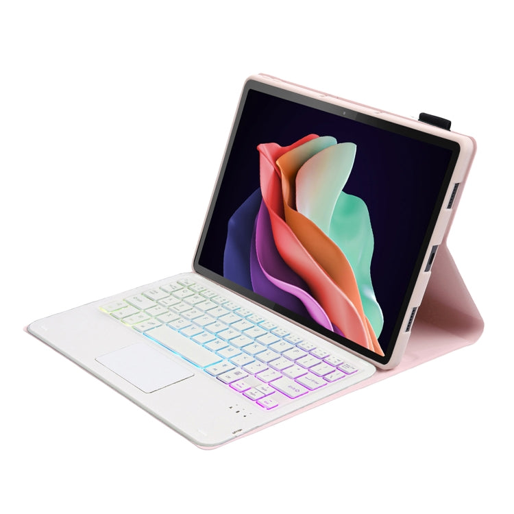 For Huawei MatePad SE 10.4 AH13-AS Ultra-thin Detachable Backlight Bluetooth Keyboard Leather Tablet Case with Touchpad(Pink White) - Others Keyboard by buy2fix | Online Shopping UK | buy2fix
