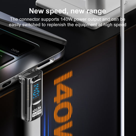 PD 140W Type-C / USB-C to Type-C / USB-C Digital Display Stereo Bend Adapter(Light Black) by buy2fix