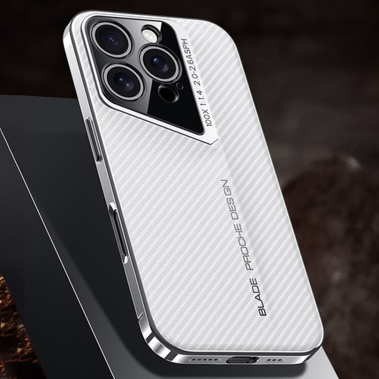 For iPhone 16 Pro Carbon Fiber Texture PC Phone Case(White) - iPhone 16 Pro Cases by buy2fix | Online Shopping UK | buy2fix