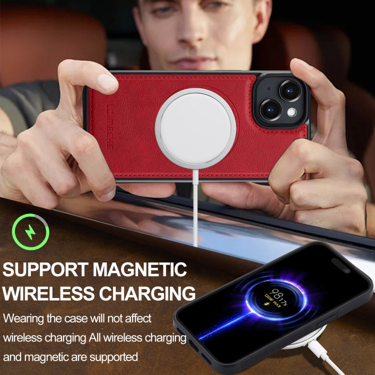 For iPhone 15 Plus / 14 Plus LC.IMEEKE L3 Series Detachable RFID Card Bag Magsafe Phone Case(Red) - iPhone 15 Plus Cases by LC.IMEEKE | Online Shopping UK | buy2fix