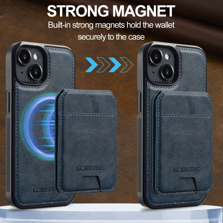 For iPhone 14 / 13 LC.IMEEKE L3 Series Detachable RFID Card Bag Magsafe Phone Case(Blue) - iPhone 14 Cases by LC.IMEEKE | Online Shopping UK | buy2fix