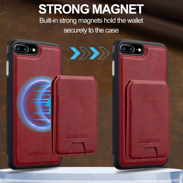 For iPhone 8 Plus / 7 Plus LC.IMEEKE L3 Series Detachable RFID Card Bag Magsafe Phone Case(Red) - More iPhone Cases by LC.IMEEKE | Online Shopping UK | buy2fix