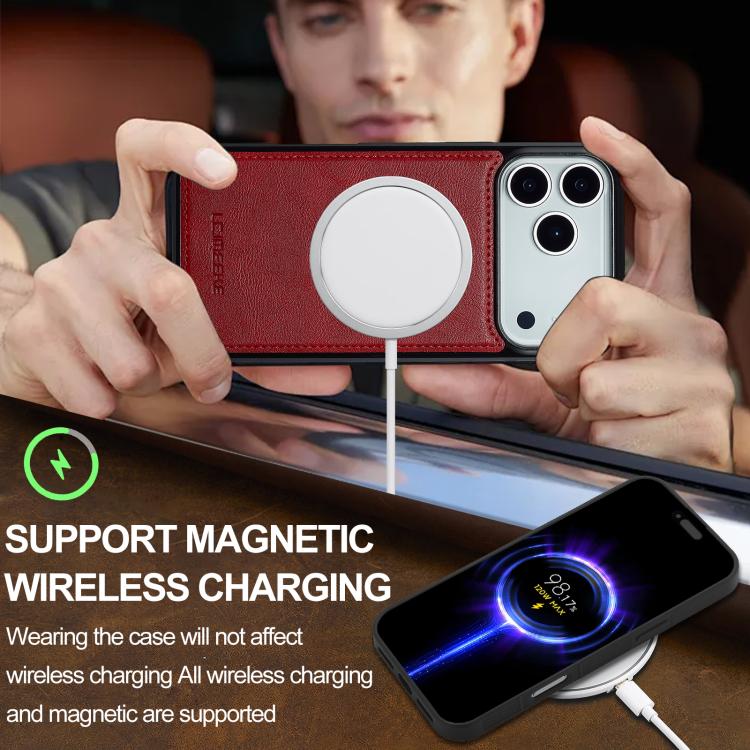 For iPhone 17 Pro LC.IMEEKE L3 Series Detachable RFID Card Bag Magsafe Phone Case(Red) - iPhone 17 Pro Cases by LC.IMEEKE | Online Shopping UK | buy2fix