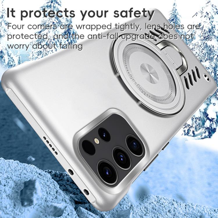 For Samsung Galaxy S25 Ultra 5G Ice Sense Series Graphene Cooling MagSafe Holder Phone Case(Silver) by buy2fix