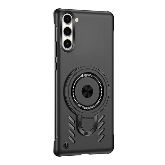 For Samsung Galaxy S25 5G Ice Sense Series Graphene Cooling MagSafe Holder Phone Case(Black) by buy2fix