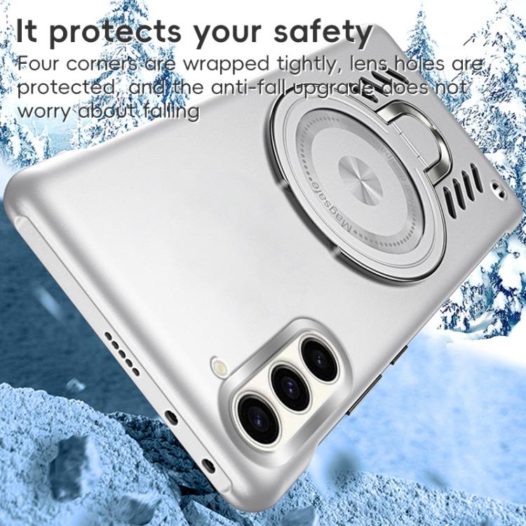For Samsung Galaxy S25+ 5G Ice Sense Series Graphene Cooling MagSafe Holder Phone Case(Silver) by buy2fix