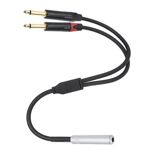 6.35mm 1/4 TRS Stereo Female to Dual Male Y-type Audio Cable, Length:50cm by buy2fix