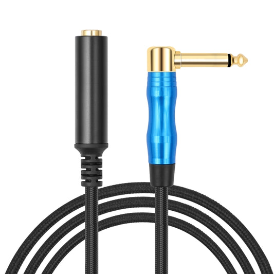 6.35mm 1/4 TRS Male Mono Elbow to Female Electric Guitar Audio Cable, Length:1m(Black Blue) by buy2fix