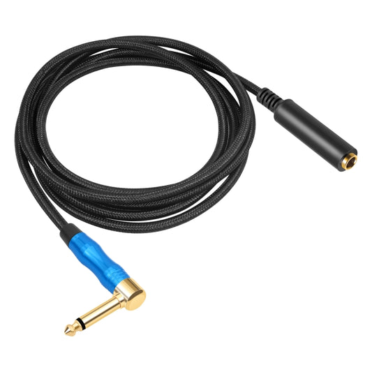 6.35mm 1/4 TRS Male Mono Elbow to Female Electric Guitar Audio Cable, Length:1.8m(Black Blue) by buy2fix