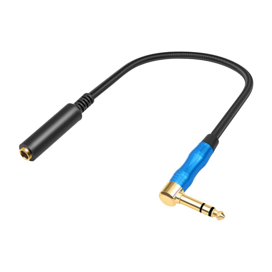 6.35mm 1/4 TRS Male Stereo Elbow to Female Electric Guitar Audio Cable, Length:0.3m(Black Blue) by buy2fix