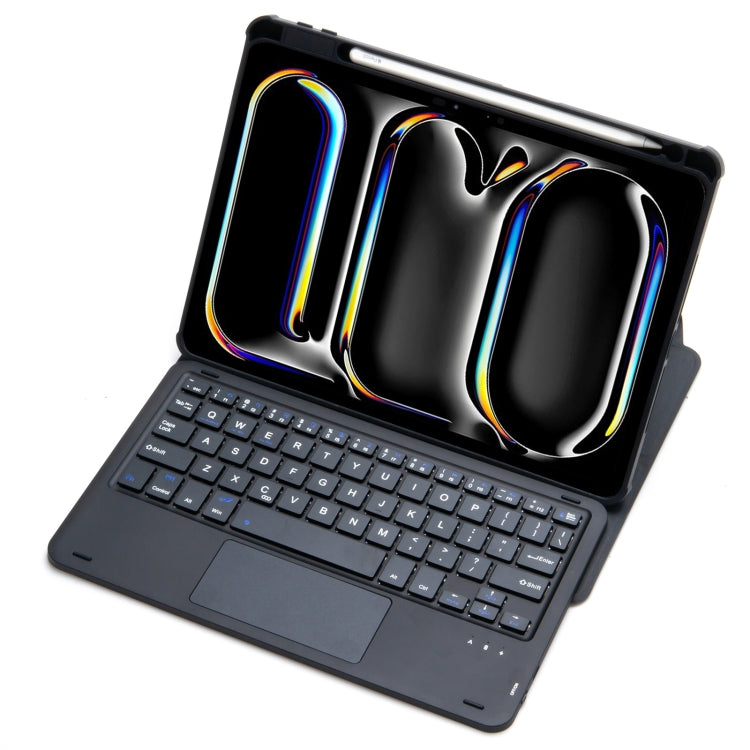 For iPad Pro 11 2024 L13-A 360 Rotation Acrylic Transparent Bluetooth Keyboard Leather Case With Touch Control(Black) - For iPad Pro by buy2fix | Online Shopping UK | buy2fix