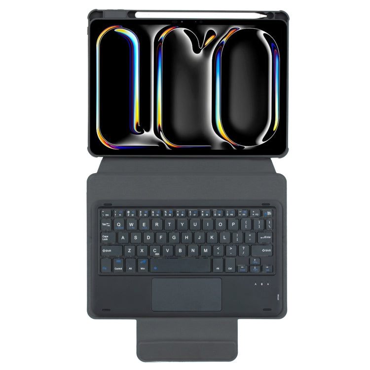 For iPad Pro 11 2024 L13-A 360 Rotation Acrylic Transparent Bluetooth Keyboard Leather Case With Touch Control(Black) - For iPad Pro by buy2fix | Online Shopping UK | buy2fix