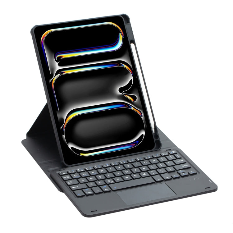 For iPad Pro 11 2024 L13-A 360 Rotation Acrylic Transparent Bluetooth Keyboard Leather Case With Touch Control(Black) - For iPad Pro by buy2fix | Online Shopping UK | buy2fix