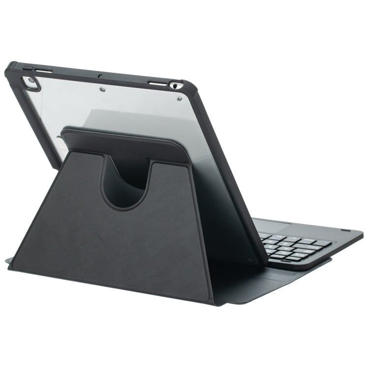 For iPad Pro 11 2024 L13-A 360 Rotation Acrylic Transparent Bluetooth Keyboard Leather Case With Touch Control(Black) - For iPad Pro by buy2fix | Online Shopping UK | buy2fix