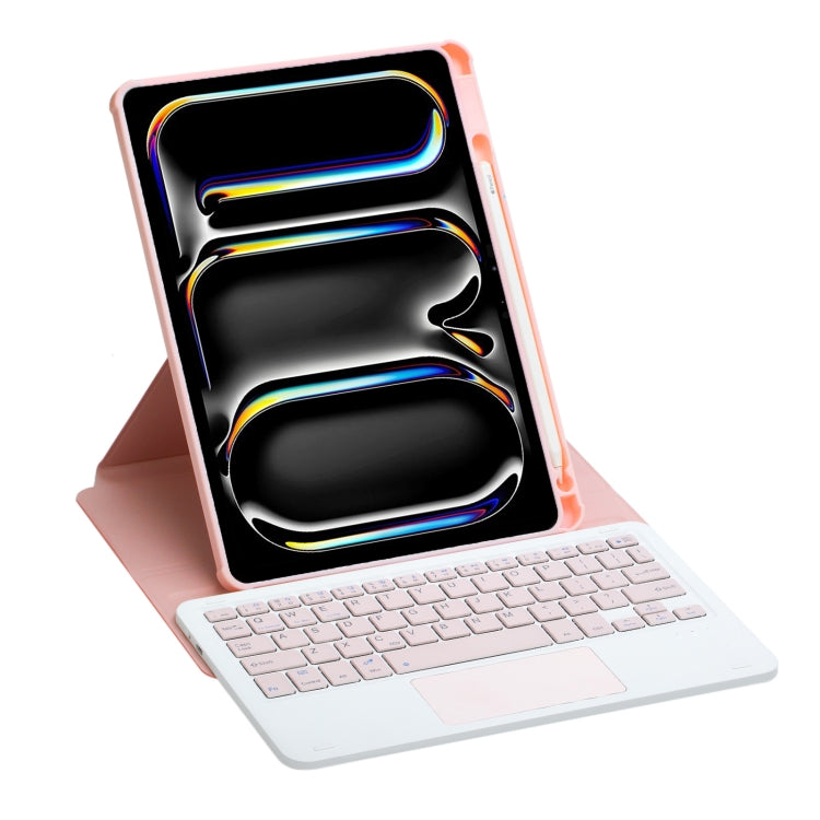 For iPad Pro 11 2024 L13-A 360 Rotation Acrylic Transparent Bluetooth Keyboard Leather Case With Touch Control(Pink) - For iPad Pro by buy2fix | Online Shopping UK | buy2fix