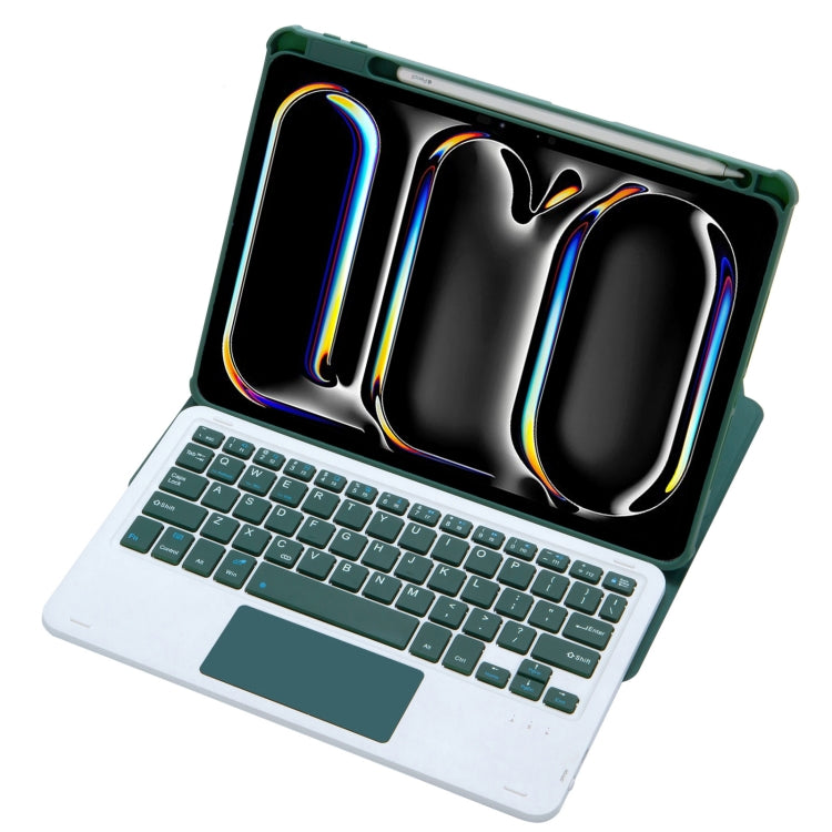 For iPad Pro 11 2024 L13-A 360 Rotation Acrylic Transparent Bluetooth Keyboard Leather Case With Touch Control(Green) - For iPad Pro by buy2fix | Online Shopping UK | buy2fix