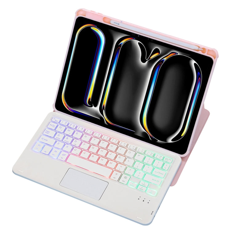 For iPad Pro 11 2024 L13-AS 360 Rotation Acrylic Transparent Bluetooth Keyboard Leather Case With Touch Control / Backlight(Pink) - For iPad Pro by buy2fix | Online Shopping UK | buy2fix