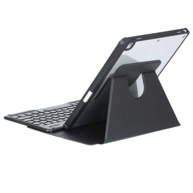 For iPad Pro 11 2024 YL13 360 Rotation Acrylic Transparent Round Keycap Bluetooth Keyboard Leather Case(Black) - For iPad Pro by buy2fix | Online Shopping UK | buy2fix