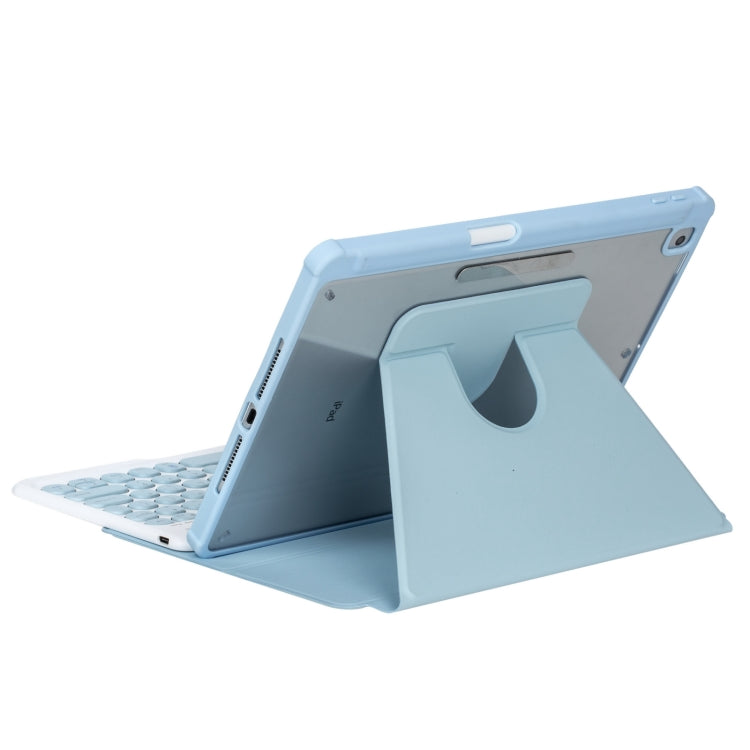 For iPad Pro 11 2024 YL13 360 Rotation Acrylic Transparent Round Keycap Bluetooth Keyboard Leather Case(Blue) - For iPad Pro by buy2fix | Online Shopping UK | buy2fix