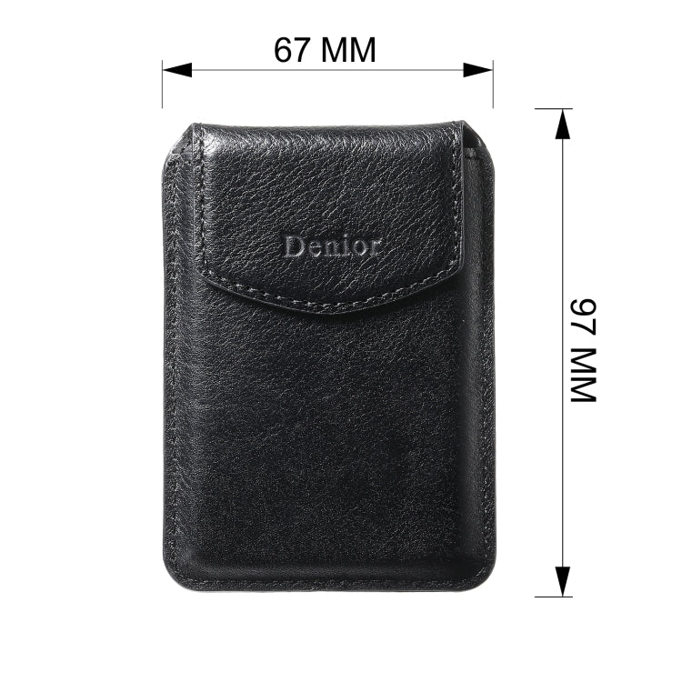 Denior V14 MagSafe Magnetic Phone Genuine Leather Card Sleeve(Black) - Adhesive Card Holders by Denior | Online Shopping UK | buy2fix