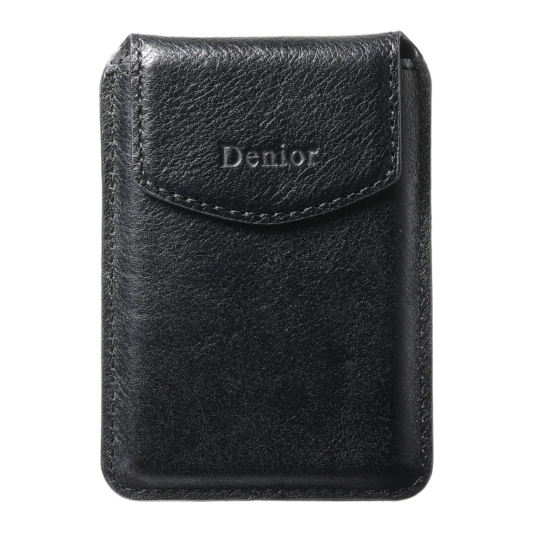 Denior V14 MagSafe Magnetic Phone Genuine Leather Card Sleeve(Black) - Adhesive Card Holders by Denior | Online Shopping UK | buy2fix