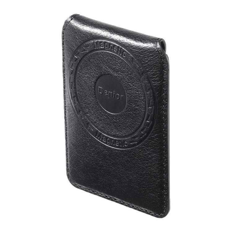 Denior V14 MagSafe Magnetic Phone Genuine Leather Card Sleeve(Black) - Adhesive Card Holders by Denior | Online Shopping UK | buy2fix