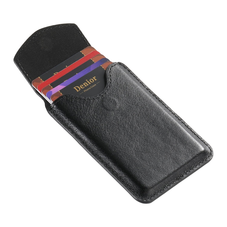 Denior V14 MagSafe Magnetic Phone Genuine Leather Card Sleeve(Black) - Adhesive Card Holders by Denior | Online Shopping UK | buy2fix
