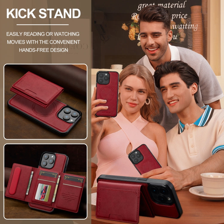 For iPhone 16 Pro LC.IMEEKE L5 Series Detachable RFID Card Bag Magsafe Phone Case(Red) by LC.IMEEKE