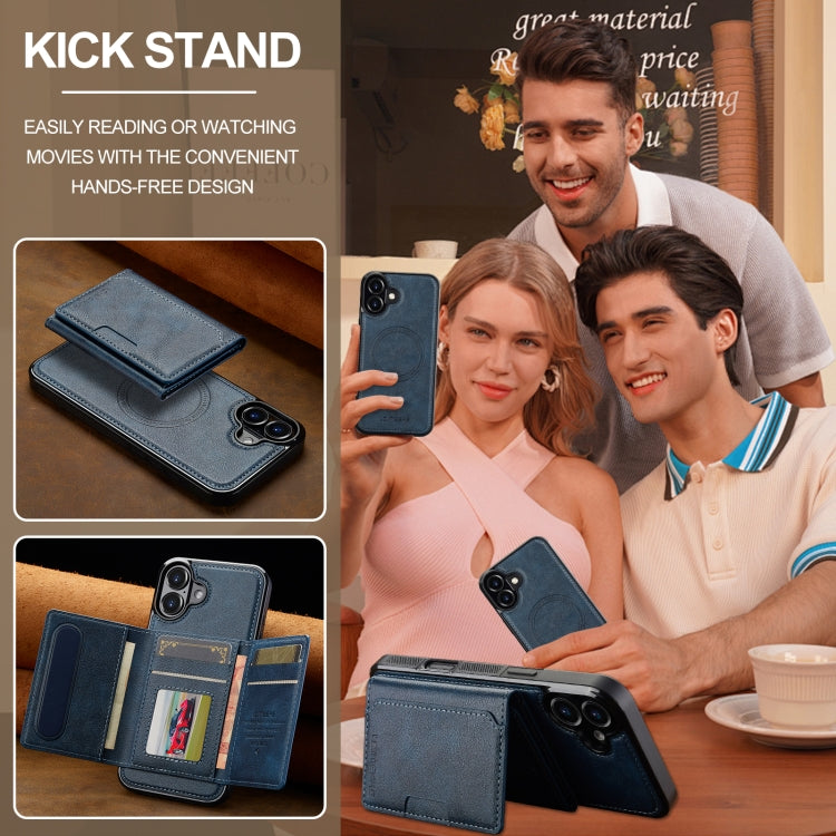 For iPhone 16 LC.IMEEKE L5 Series Detachable RFID Card Bag Magsafe Phone Case(Blue) by LC.IMEEKE