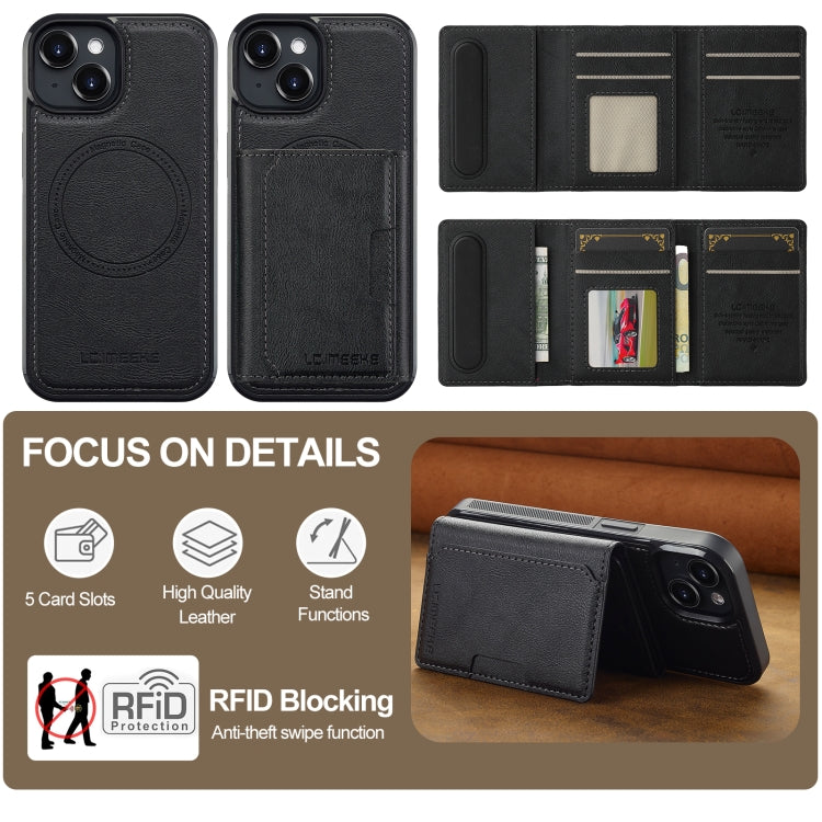 For iPhone 15 LC.IMEEKE L5 Series Detachable RFID Card Bag Magsafe Phone Case(Black) - iPhone 15 Cases by LC.IMEEKE | Online Shopping UK | buy2fix