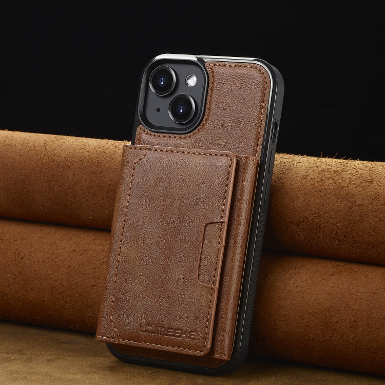 For iPhone 15 LC.IMEEKE L5 Series Detachable RFID Card Bag Magsafe Phone Case(Brown) - iPhone 15 Cases by LC.IMEEKE | Online Shopping UK | buy2fix