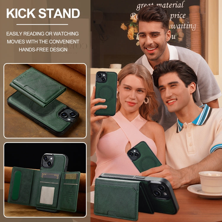 For iPhone 15 LC.IMEEKE L5 Series Detachable RFID Card Bag Magsafe Phone Case(Green) - iPhone 15 Cases by LC.IMEEKE | Online Shopping UK | buy2fix