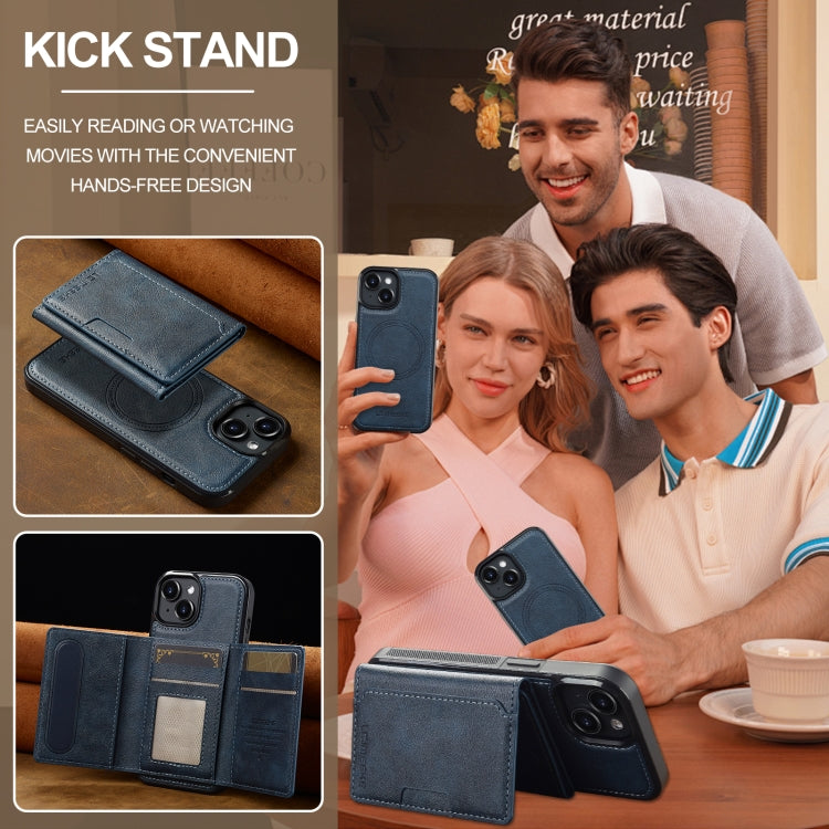 For iPhone 15 Plus / 14 Plus LC.IMEEKE L5 Series Detachable RFID Card Bag Magsafe Phone Case(Blue) - iPhone 15 Plus Cases by LC.IMEEKE | Online Shopping UK | buy2fix