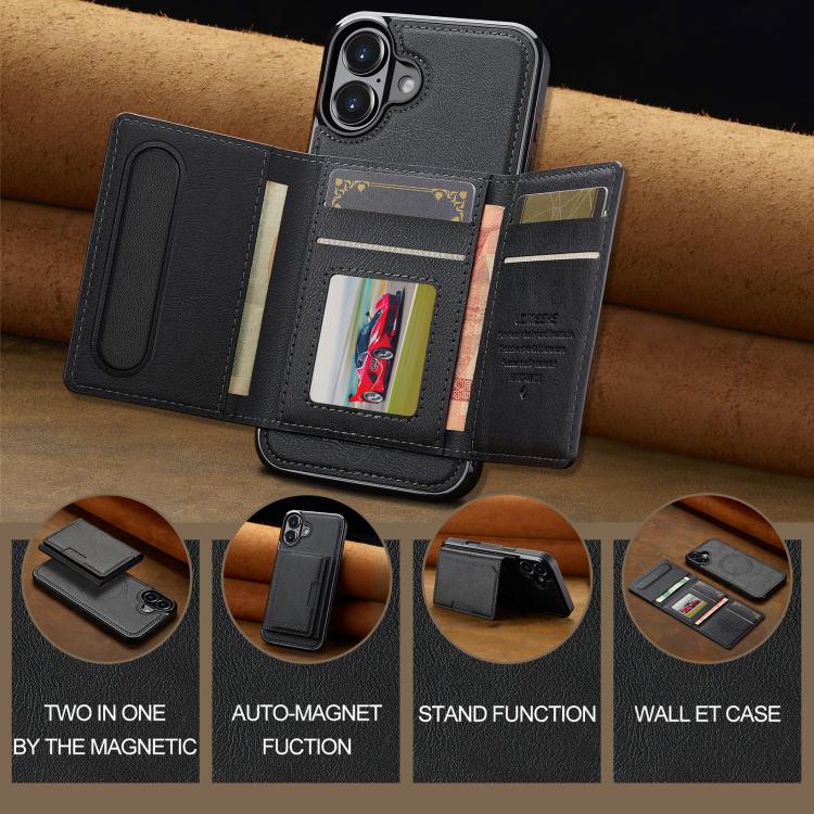 For iPhone 17 LC.IMEEKE L5 Series Detachable RFID Card Bag Magsafe Phone Case(Black) - iPhone 17 Cases by LC.IMEEKE | Online Shopping UK | buy2fix