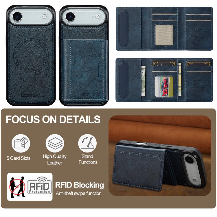 For iPhone 17 Air LC.IMEEKE L5 Series Detachable RFID Card Bag Magsafe Phone Case(Blue) - iPhone 17 Air Cases by LC.IMEEKE | Online Shopping UK | buy2fix