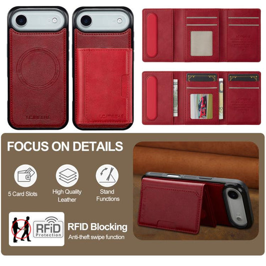 For iPhone 17 Air LC.IMEEKE L5 Series Detachable RFID Card Bag Magsafe Phone Case(Red) - iPhone 17 Air Cases by LC.IMEEKE | Online Shopping UK | buy2fix