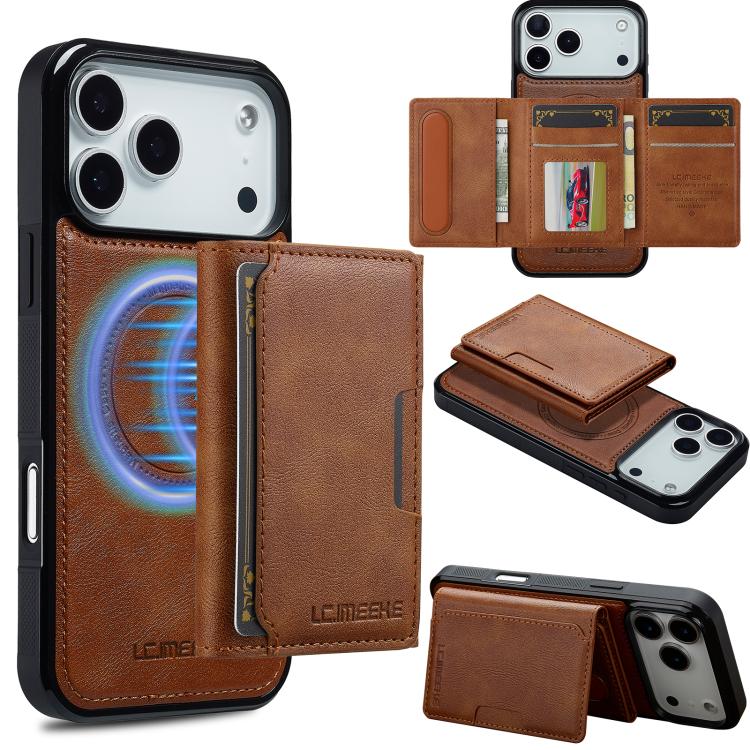 For iPhone 17 Pro LC.IMEEKE L5 Series Detachable RFID Card Bag Magsafe Phone Case(Brown) - iPhone 17 Pro Cases by LC.IMEEKE | Online Shopping UK | buy2fix