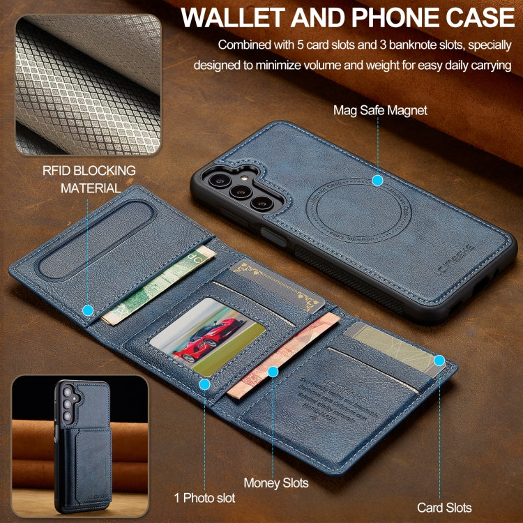 For Samsung Galaxy S24 FE 5G LC.IMEEKE L5 Series Detachable RFID Card Bag Magsafe Phone Case(Blue) - Galaxy S24 FE 5G Cases by LC.IMEEKE | Online Shopping UK | buy2fix